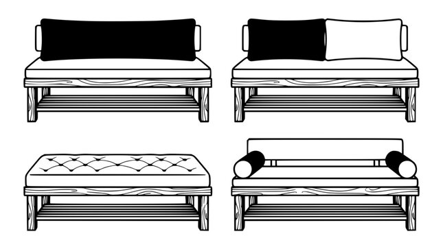 Various styles of modern sofas and ottomans furniture design