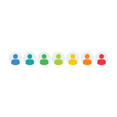 Fototapeta premium Multicolored people icons in a row on white background