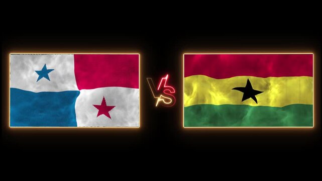 4K Realistic Waving Flags of Ghana and Panama with 2026 Cup Theme.