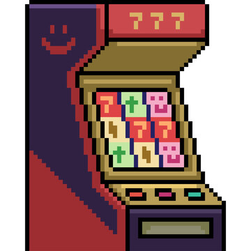 pixel art isolated background of slot machine gamble