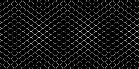 Fishing net seamless pattern. Soccer and football gates mesh. Fishnet texture. Basketball hoop and hockey net pattern. Sportswear texture. Chain link fence. Vector illustration on black background. © mas