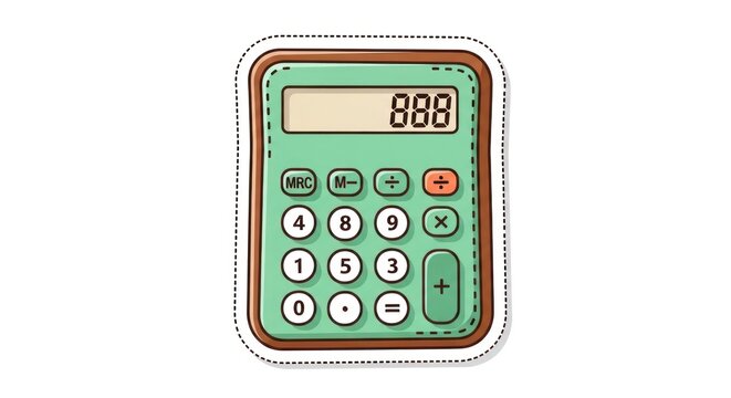 Calculator illustration displaying number 888 on white background