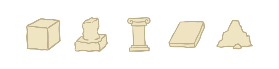 Obraz premium Ancient Architecture and Ruin Icons with Greek Column and Stone