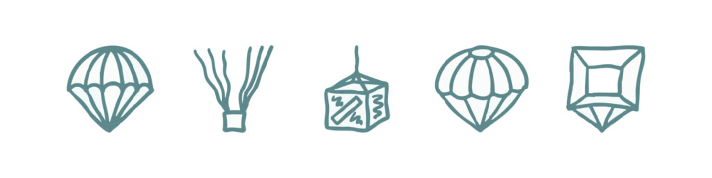 Parachute and Air Delivery Crate Icons in Teal