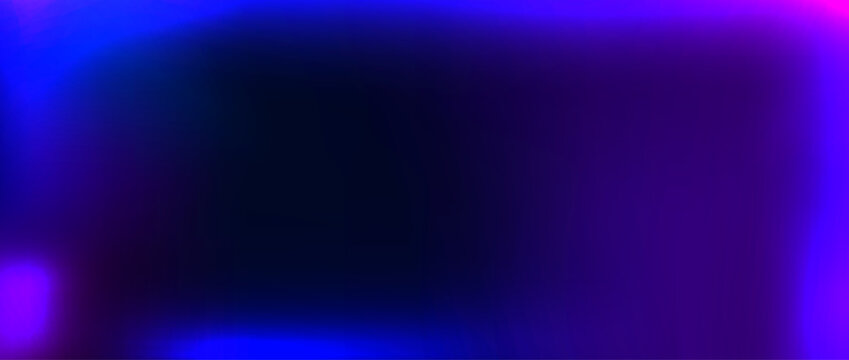 Purple neon light leak background. Old film bokeh flare overlay. Vintage photo filter cadre template. Exposed saturated photography effect wallpaper. Vector aged blur ultraviolet gradient backdrop