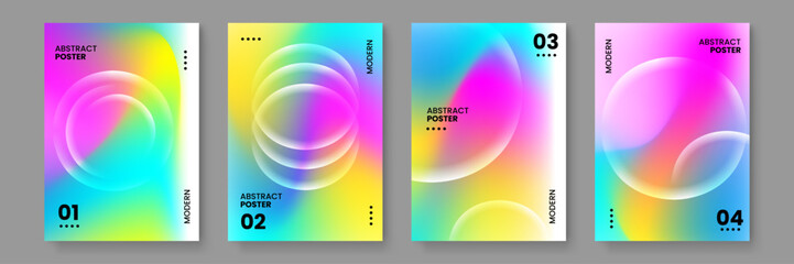 Fototapeta premium Modern cover design featuring vibrant mesh gradients and soft glowing rings in a futuristic style