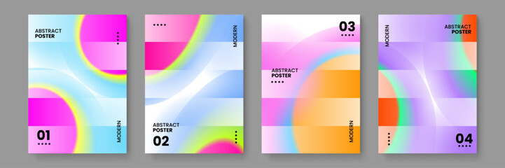 Fototapeta premium Modern layout featuring colorful geometric bars and soft blurred fluid color transitions