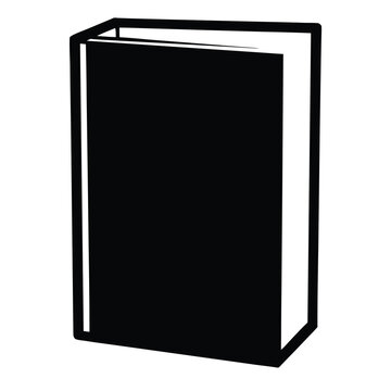 Simple Black and White Graphic of a Book Standing Upright, Open