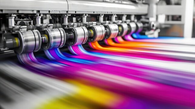 Dynamic Inkjet Printing Process With Vibrant Color Transitions and Flowing Patterns Captured Mid-Act