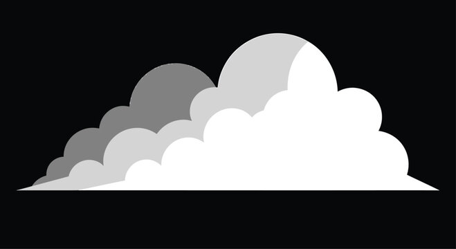 Gray and White Clouds on Black Background