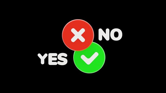 3D Decision Making Yes No Checkmark Cross | Alpha Channel