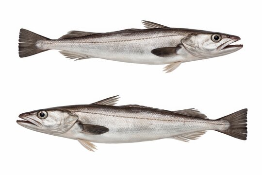 Two hakes fish isolated on white background