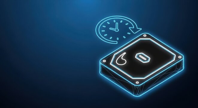 Glowing Neon Clock Symbol Over A Stylized Money Icon Representing Time Value Of Money Concept