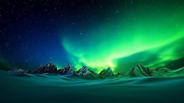 Digital blue and green aurora mountains abstract  background