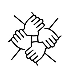 Obraz premium Human palm hand vector silhouette, human hand palm design, two open palms black, handshake icon logo, hand shake illustration, agreement icon, minimal graphic, clean symbol, isolated vector art images