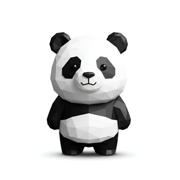 Low poly 3D panda character isolated on white background