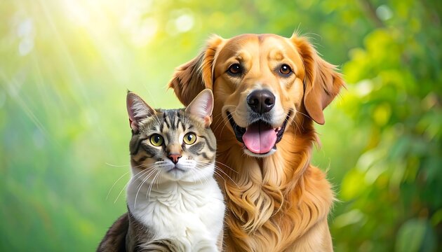 A heartwarming portrait of a dog and cat together