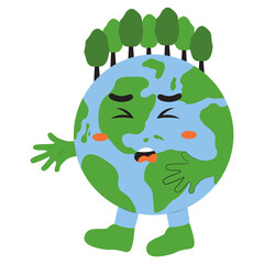 Fototapeta premium Cute Earth Day Illustration. Vector Cartoon Character.