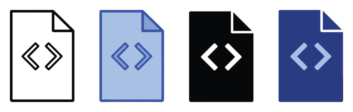 Programming code file icon symbol for software development and web design in digital applications user interfaces