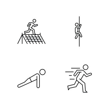 Physical Training and Obstacle Course Icon Set