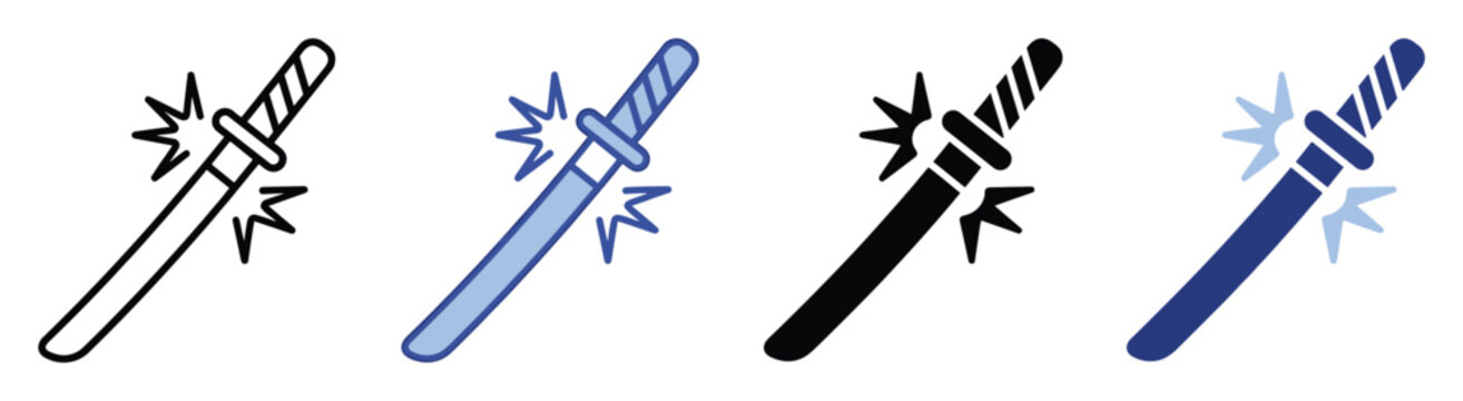 Simple weapon impact icon depicting martial arts power for app interfaces and game development