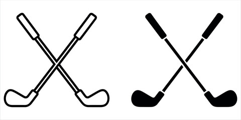 Minimalist illustration of golf clubs in a crossed formation, ideal for sports marketing, golf equipment promotions, and business presentations.