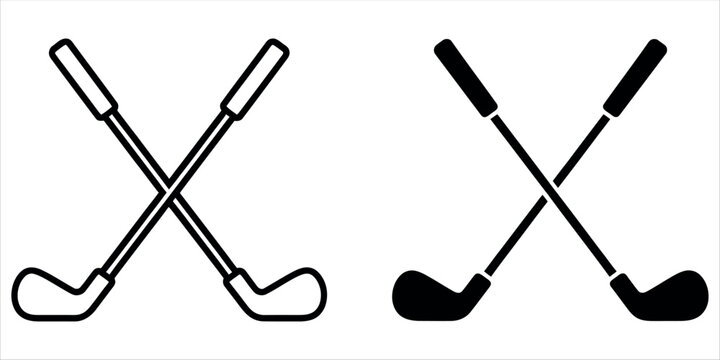 Minimalist illustration of golf clubs in a crossed formation, ideal for sports marketing, golf equipment promotions, and business presentations.