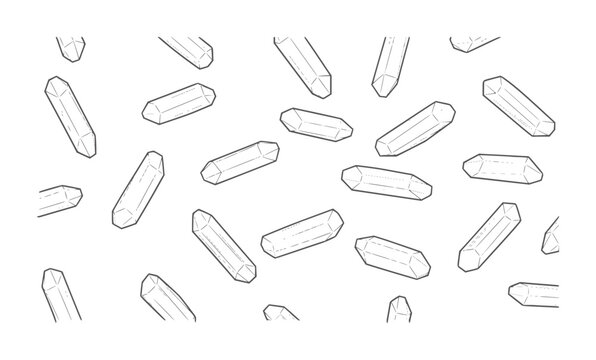 Scattered hexagonal prism crystals in a simple line pattern geometric
