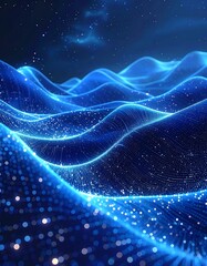 Fototapeta premium A mesmerizing digital artwork of glowing blue waves