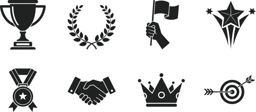 Achievement icons set editable stroke vector illustration for success awards and recognition designs