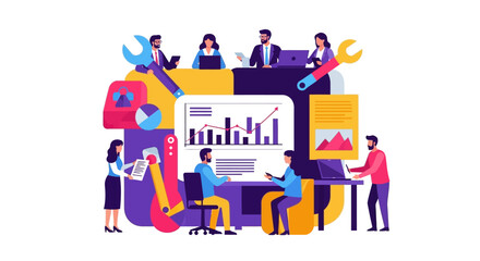 Fototapeta premium Business People Working Together Office.