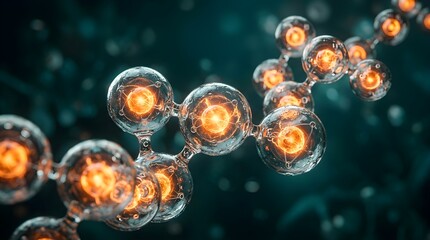 Fototapeta premium Intricate network of glowing biological structures or advanced molecular compounds, symbolizing fundamental scientific principles and discoveries and the marvels of microscopy