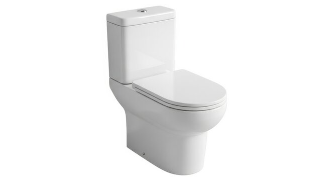 Modern white toilet with closed lid isolated on white background
