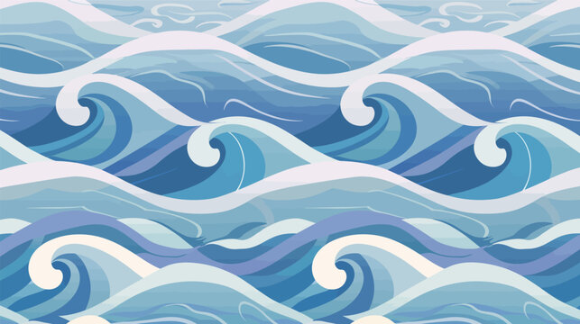 Soothing ocean waves vector seamless pattern calming sea background minimalist marine design relaxing water texture modern style
