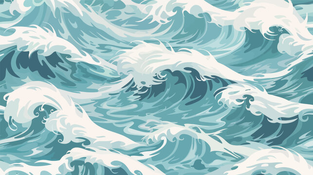 Soothing ocean waves vector seamless pattern calming sea background minimalist marine design relaxing water texture modern style