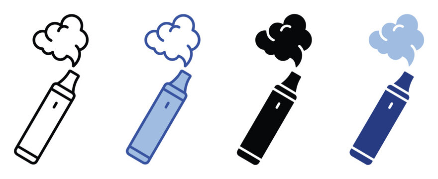 Vape device icon with vapor cloud perfect for digital interfaces, application graphics, and public health campaigns