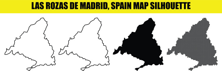 Las rozas de madrid spain map silhouette white outline solid black and dotted filled area on transparent background vector. © Md Asif Shahnaoaz