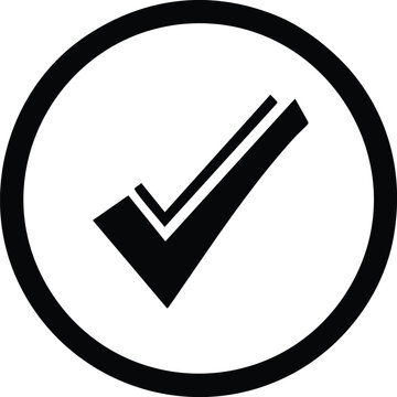 Black checkmark inside a circle white tick