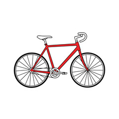 Obraz premium Hand-drawn bicycle illustration with red accent in minimal monochrome sketch style
