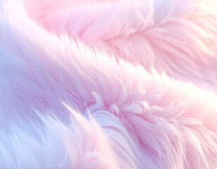 Fototapeta premium Abstract macro shot of soft fluffy fur texture in dreamy pastel rainbow colors.
