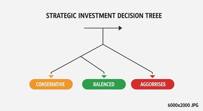 Strategic Investment Decision Tree Flowchart, Business Planning Diagram, Financial Analysis Tool, Vector Decision Making Chart