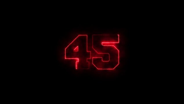 Number 45 Haze Animation on Black Background