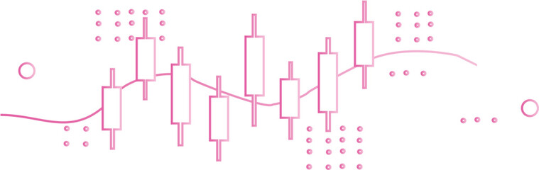 Fototapeta premium Financial Trading Infographic with pink Candlestick Chart and Data Visualization Elements