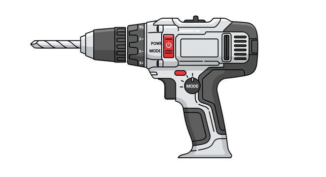 Electric drill with metal bit.