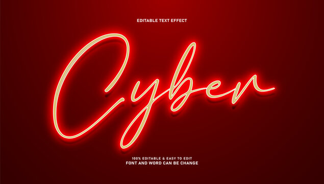 Neon Red Cyber Script Text Effect on Dark Background