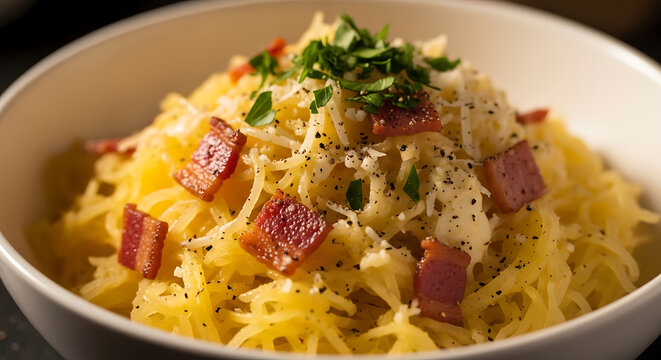 Low Carb Spaghetti Squash Carbonara Turkey Bacon Egg Diet Italian