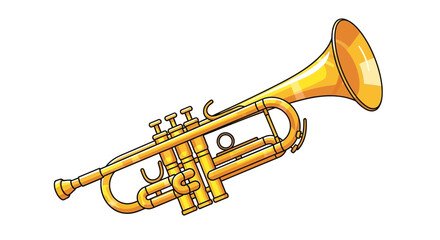 Obraz premium A bright golden trumpet brass instrument illustration.