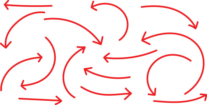 Hand drawn arrows abstract flow diagram for conceptual design visual communication