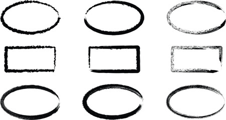 Hand drawn shapes circles and squares black and white sketch for design © jisan