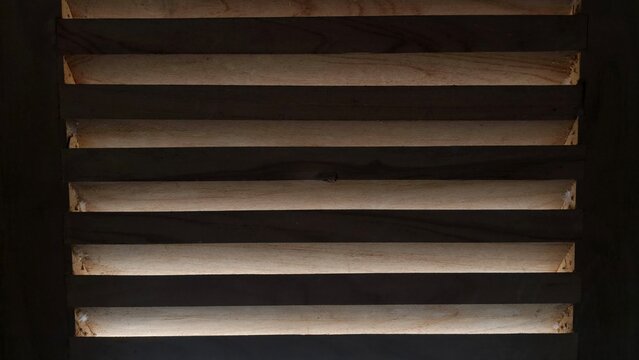 Wooden Slat Pattern Texture Background &ndash; Dark Wood Louver Wall with Repeating Horizontal Lines
